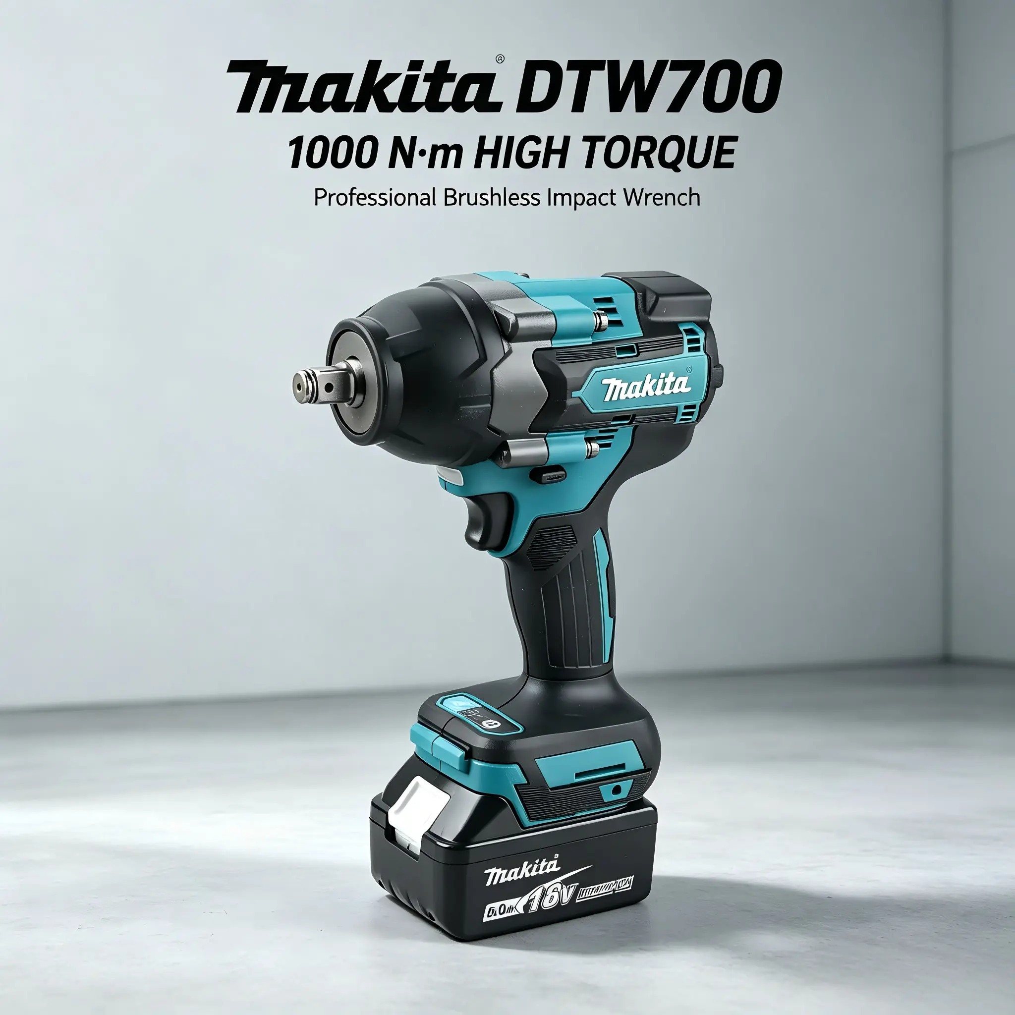 Makita DTW700 18V LXT Lithium-Ion Brushless Cordless High-Torque Impact Wrench, 1/2-Inch Square Drive, 1000 Nm Max Torque, 0-2200 RPM, 0-2700 IPM, Compact Impact Wrench Tool Kits for Roadside Tire Replacement, Auto Maintenance, Cordless Brushless Tools, A