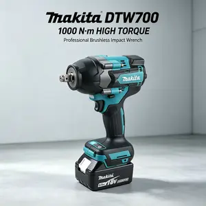Makita DTW700 18V LXT Brushless Cordless Impact Wrench, 1000 N·m Max Torque 0-2200 RPM 0-2700 IPM, 1/2 Inch Square Drive Power Tool For Roadside Tire Replacement, Automotive Lug Nut Removal And Auto Maintenance Work