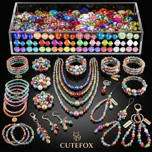 100g mix style Glass Beads for Jewelry Making Colorful Rainbow Craft Crystal Beads Assorted Colorful Loose Beads with Box for Making Necklaces, Earrings, Decorations, Clothing Accessories, Bracelets