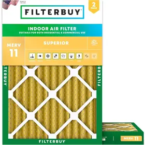 Filterbuy 16x22x2 Air Filter (2-Pack), Pleated MERV 11 Allergen Defense HVAC AC Furnace Air Filters (Actual Size: 16.00 x 22.00 x 2.00 Inches)