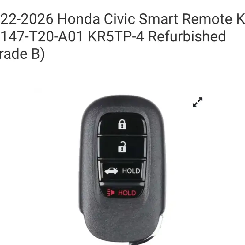 2022-2026 Honda Civic Smart Remote Key 72147-T20-A01 KR5TP-4  (Grade B)