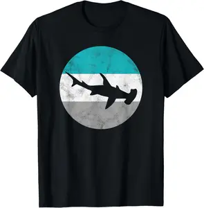100% Cotton Hammerhead Shark Retro Gift For Men Women Boys & Girls T-Shirt