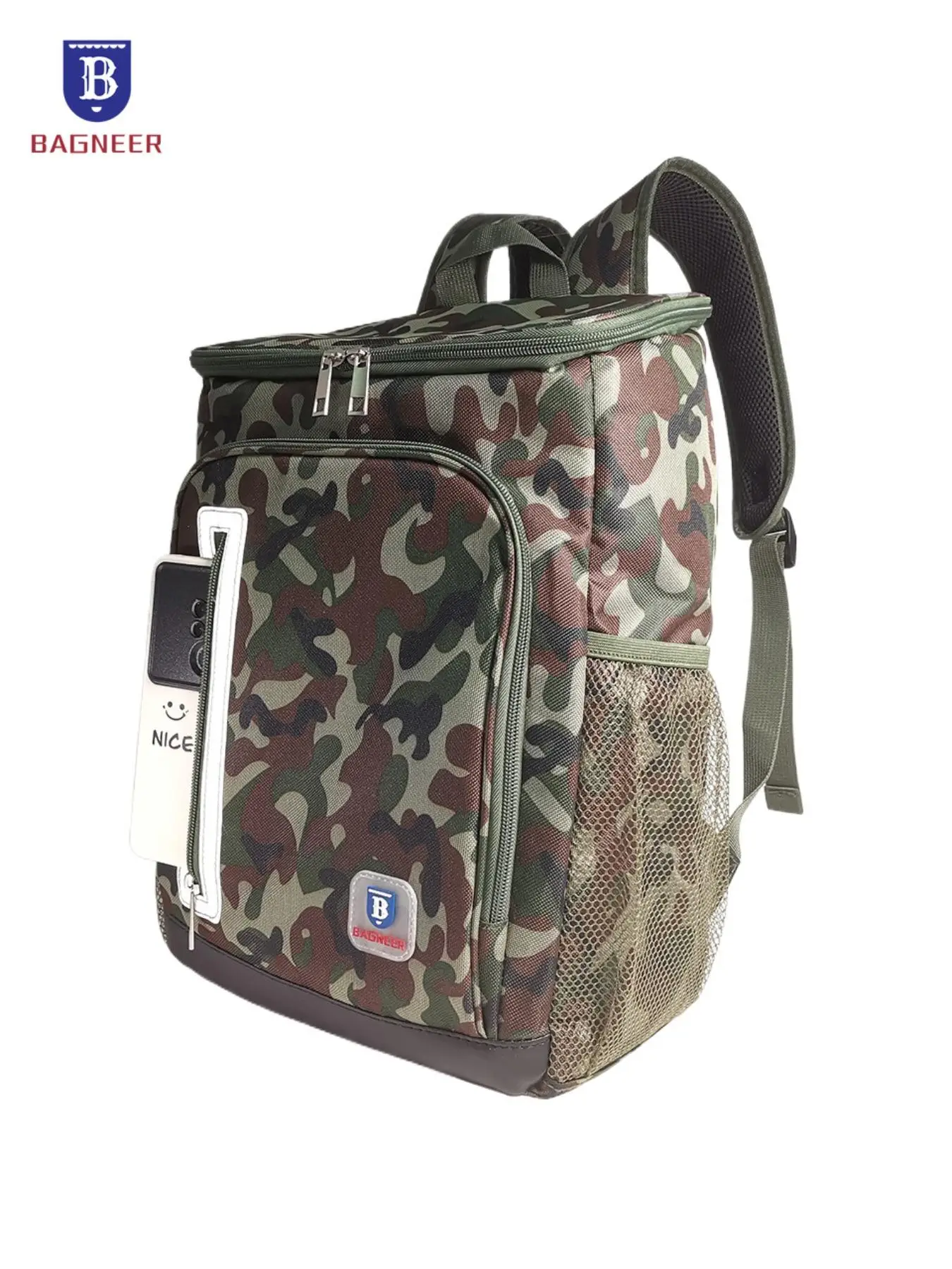Camo Pattern Insulated Backpack, Outdoor Cooler Bag, Camping Insulated Picnic Lunch Bag, Food Drink Ice Refrigerator Bag, Leakproof Travel Backpack