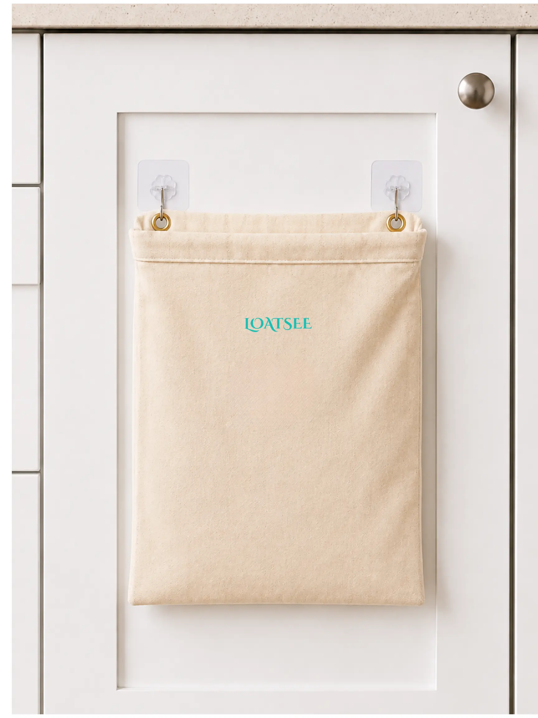 12"x14" in White- Canvas Cotton Kitchen Storage Bag by LOATSEE