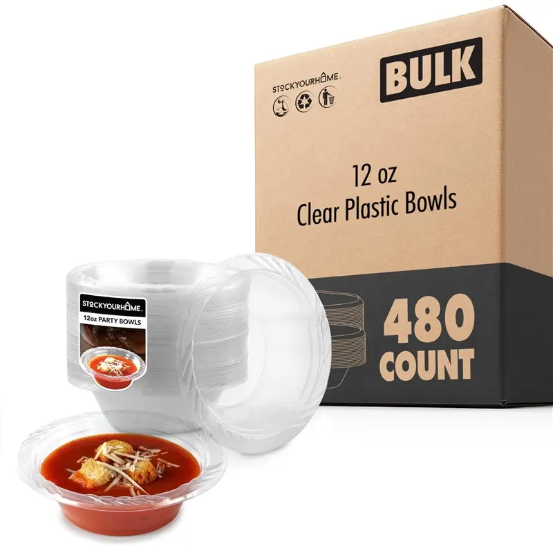 12 oz Clear Plastic Bowls (480 Pack)