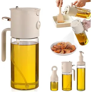 580ml/19.6oz Olive Oil Sprayer Bottle for cooking, 3-in-1 Oil dispenser Bottle + FREE 2- Kitchen gadgets (Basting Brush &  Shaker) -  for kitchen, Air Fryer, Baking, BBQ & Salad.