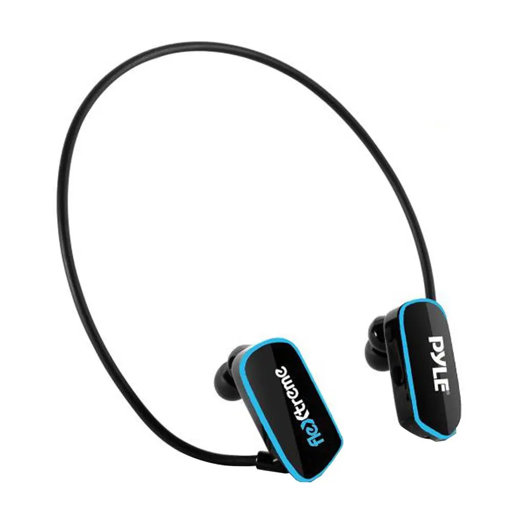 Waterproof 8GB Cable Digital MP3 Headphones - Wraparound Flexible Fit Earbuds, Button Control, Clip-On Feature, USB-A 2.0 Connection, Built-In Memory, Charging Capability, for In-Water Use, Running