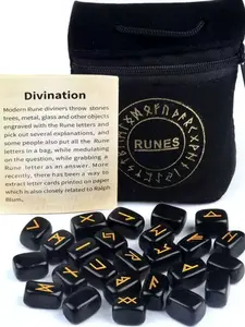 over 500 free Natural Crystal Quartz Rune Alphabet Half Gemstone Engraved 25 Pieces Bagged, Handcrafted Jewelry Accessories, Unique Gift Idea, Gemstones And Crystals