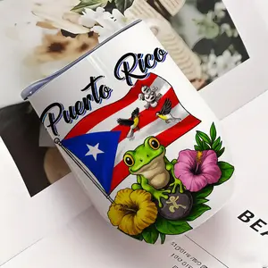 12 oz Puerto Rico Flag Design Stainless Steel Insulated Cup - Leak-Proof Double-Wall Vacuum Insulated Cup, Long-lasting Cold/Hot Retention, Suitable for Fitness, Travel, Office Use - Puerto Rico Themed Gift (304 Stainless Steel), Fitness Water Bottle, Bri