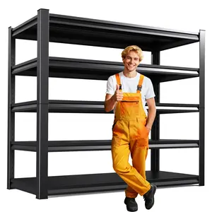 Heavy Duty 5-Tier Adjustable Metal Storage Shelving Unit, 3000 LBS Load Capacity Black Organizer Rack for Warehouse, Basement Use