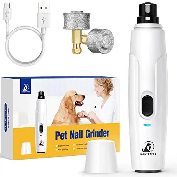Pet Nail Grinder for Dogs - Upgraded Dog Nail Trimmers Super Quiet, 2 Speeds, Rechargeable, 2 Grinding Wheels for Small Large Dogs & Cats