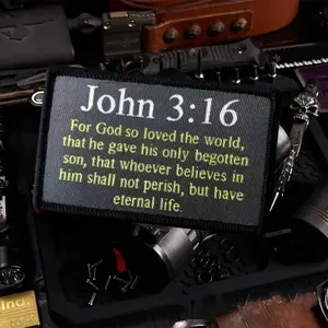 John 3:16 Religious Christian Catholic Tactical Patch Printed Hook&Loop Military Morale Badge Armband Chevron Backpack Stickers