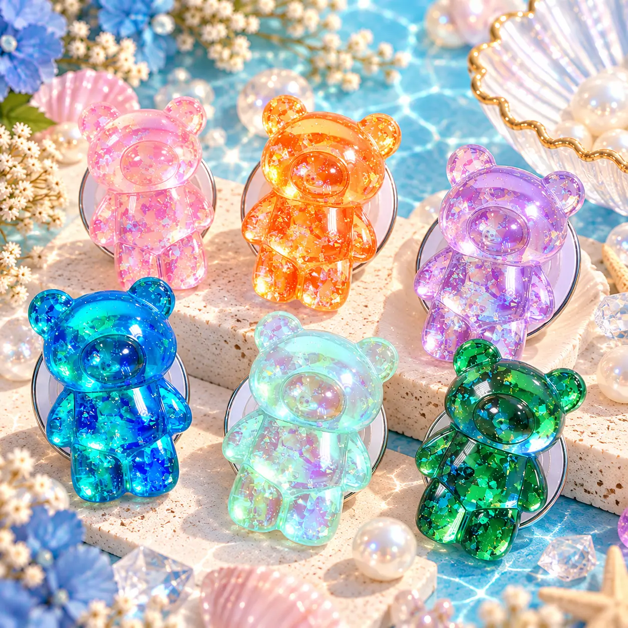 Glitter Gummy – Magnetic 3D Bear Phone Grip Stand