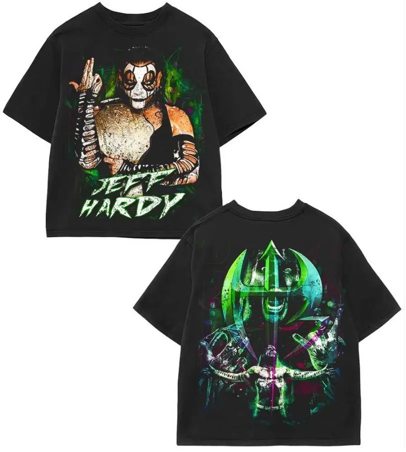 Jeff Hardy 90s Vintage, The Charismatic Enigma - WWE4U Edition Double Printed Oversize Lightweight Tee Vintage WWE4U Fans TV Series Graphic Design Top Cotton Wrestling Streetwear T-Shirt Clothes Menswear Womenswear.
