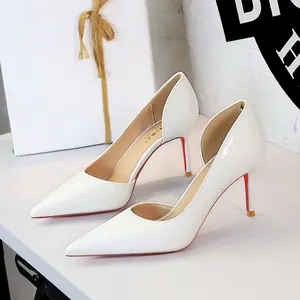 [Brand] Women's Glossy Patent Finish Pumps, Pointed Toe Stiletto Heels 3 Inch, Slip On Low Cut Dress Shoes for Office Work Wedding Party Date, Classic High Heels, Multiple Colors