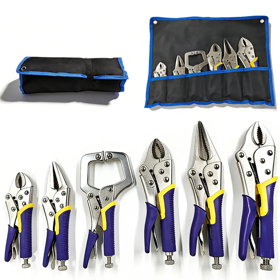 6-Piece Heavy Duty Vice Grip Set - Locking Pliers with C-Clamp & Roll Up Pouch,Must-Have for Mechanic & Home Repair #summervibes