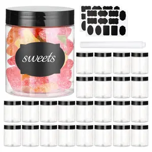 24PCS 8oz Plastic Jars with Lids, Clear Plastic Slime Containers for Kitchen and Household Food Storage of Dry Goods, Creams and More, BPA Free