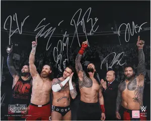Roman Reigns, Jey Uso, Jimmy Uso, Sami Zayn, CM Punk & Paul Heyman WWE Autographed 16" x 20" 2025 Survivor Series WarGames Photograph - Fanatics Authentic Certified