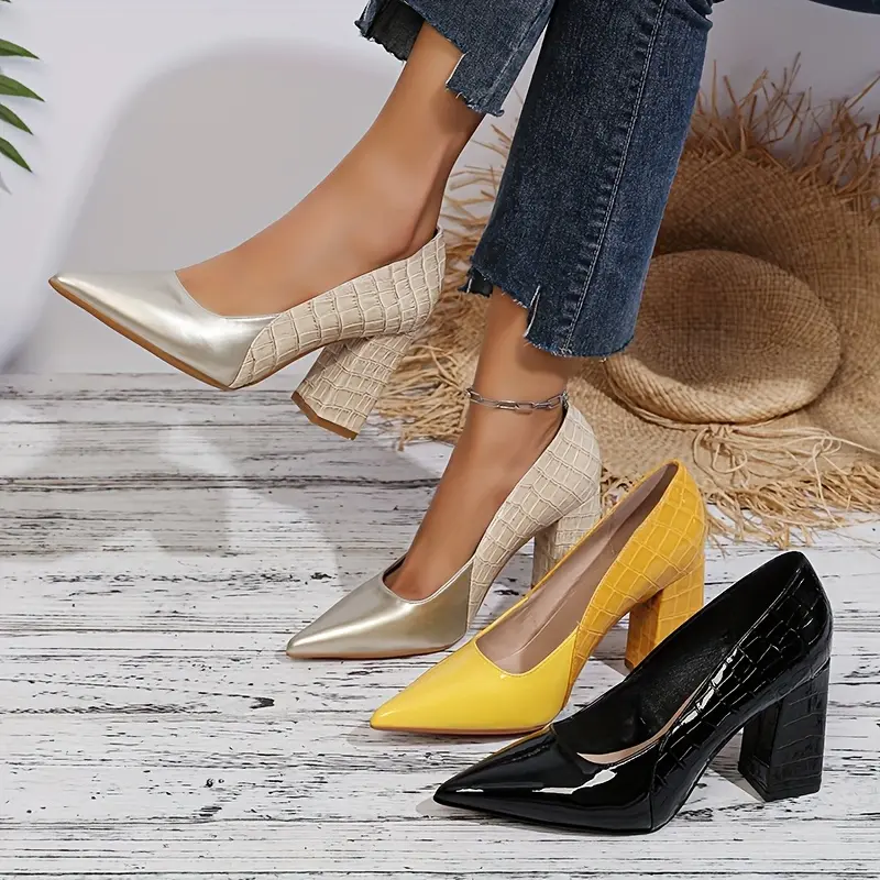 Trendy Women's High Heel Pumps Pointed Closed Toe Dress Shoes Comfortable Elegant Color-Blocking Design Slip Trendy Women's High Heel Pumps Pointed Closed Toe Dress Shoes Comfortable Elegant Color-Blocking Design Slip