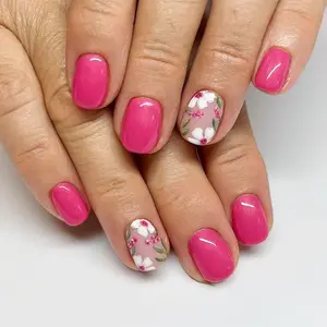 Pink Petal Press On Nails | CurvLife Nail | 24pcs Medium Square Fake Nails | Glossy Finish with Soft Pink Base & Petal-Like Accents | Easy to Apply, Comfortable & Long-Lasting | Ideal for Daily Commutes, Business Meetings, Banquets & Formal Events