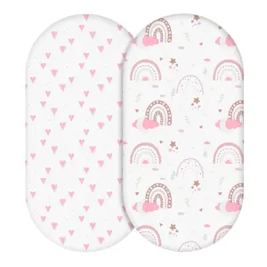 Bassinet Sheets, Fitted Bassinet Sheets, Bassinet Sheets for Baby Boy and Girl, Bassinet Sheet Neutral, Fit for Rectangle, Round, Oval, Hourglass Mattress, Flexible for Different Bassinet Pad/Mattress 2 Pack