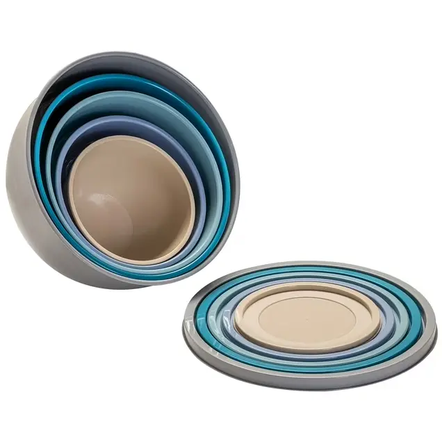 10-Piece Non-Slip Nesting Plastic Mixing Bowl Set with Lids – Assorted Colors