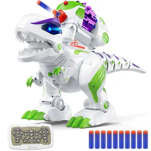 Ruko 8809 Dinosaur Toys for Kids, Large Rechargeable Remote Control T-Rex Toys, with Programmable, Walking, Roaring, LED Eyes and Shooting, Interactive Gifts for Boys & Girls Age 3 4 5 6 7 8, Green
