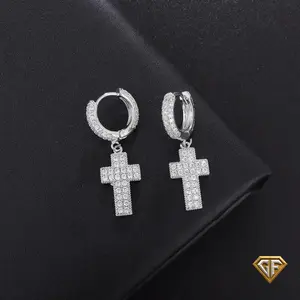 Silver Cross Earring, Dangling Cross Earring, Unisex Earrings, Silver or Gold, Earring, Punk, Streetwear