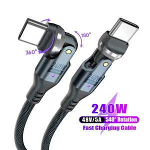 Dual-End 540° Rotating Direct Charge 240w Data Cable, Type-C Fast Charging, 1.8m, Quick Charge USB Cable