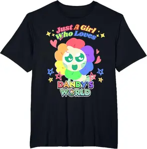 Just A Girl Who Loves Dandy's World Birthday Costume For Kid T-Shirt, Dandy Lover Funny World Sprunki Toys Unisex-Kids Black Small Birthday, Dandy And Pebble World Birthday Dandy's Costume For Kids