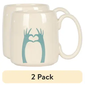 (2 pack) ceramic heart hands mug, 20 oz