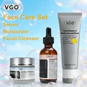 VGO Vitamin C Serum Moisturizer Snail Facial Cleanser Set for Sensitive Skin Daily Gentle Hydrating Care