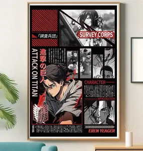 [No Frame] Eren Yeager Anime Poster, Japanese Anime TV Series Poster Prints, Wall Aesthetic Decor, Attack on Titan Poster