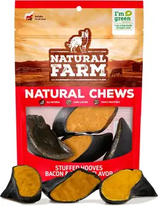 Natural Farm Bacon & Cheese Stuffed Hooves Dog Food - All-Natural, Chewy Snacks for Healthy Teeth & Gums - 4-Count Pack