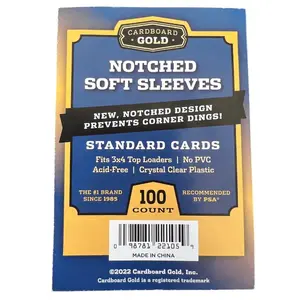100ct (1 pack) Notched Soft Card Sleeves for Standard Size Trading Cards (Cardboard Gold)