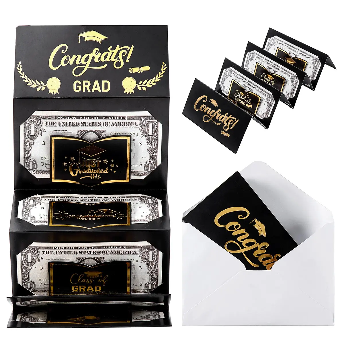 Graduation Money Envelope Card for Cash Gifts Holder Graduation Gift for College High School Party Decoration Class of 2026, Surprise Cash Envelope for Graduation, Congrats, 1/3 Packs
