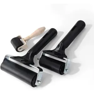 3-Pack Hard Rubber Brayer Rollers, 1.4/2.4/4 Inch for Printmaking, Ink Stamping, Gluing, Wallpaper, Anti-Skid Tape Application - Art Craft & Construction Tools