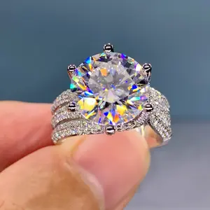New 6-Prong Engagement Ring For Women Classic Solitaire Diamond Band Elegant Index Finger Jewelry