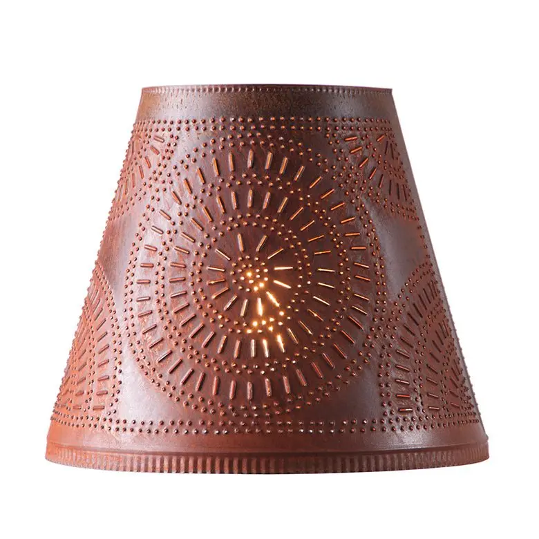 14" Rustic Tin Lamp Shade | Hand-Punched Chisel Design
