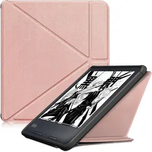 Origami Case for Kobo Libra 7'', Thinnest & Lightest Leather  Cover for Kobo eReader with Auto Wake/Sleep Feature - Rose