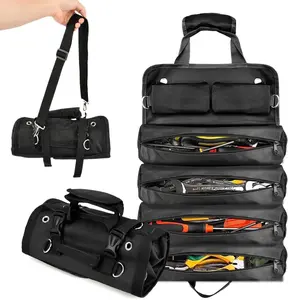 2026 New Foldable Roll Up Industrial Tool Organizer Bag with 2 Detachable Pouches & Compartments, Heavy-Duty Tool Storage for Mechanics, Ideal Gift for Men - Birthday, Father's Day