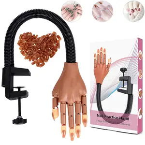 Upgrade Practice Hand for Acrylic Nails Professional Nail Training Mannequin with 100Pcs Tips Adjustable Fingers for Gel & Wrap Practice