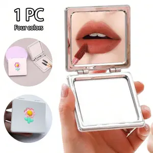 Portable Square Mirror, Travel Makeup Mirror, Metal Pocket Mirror, Portable Folding Mirror, Foldable Dual-Sided Elegant Dressing Mirror, Unisex Wallet Design