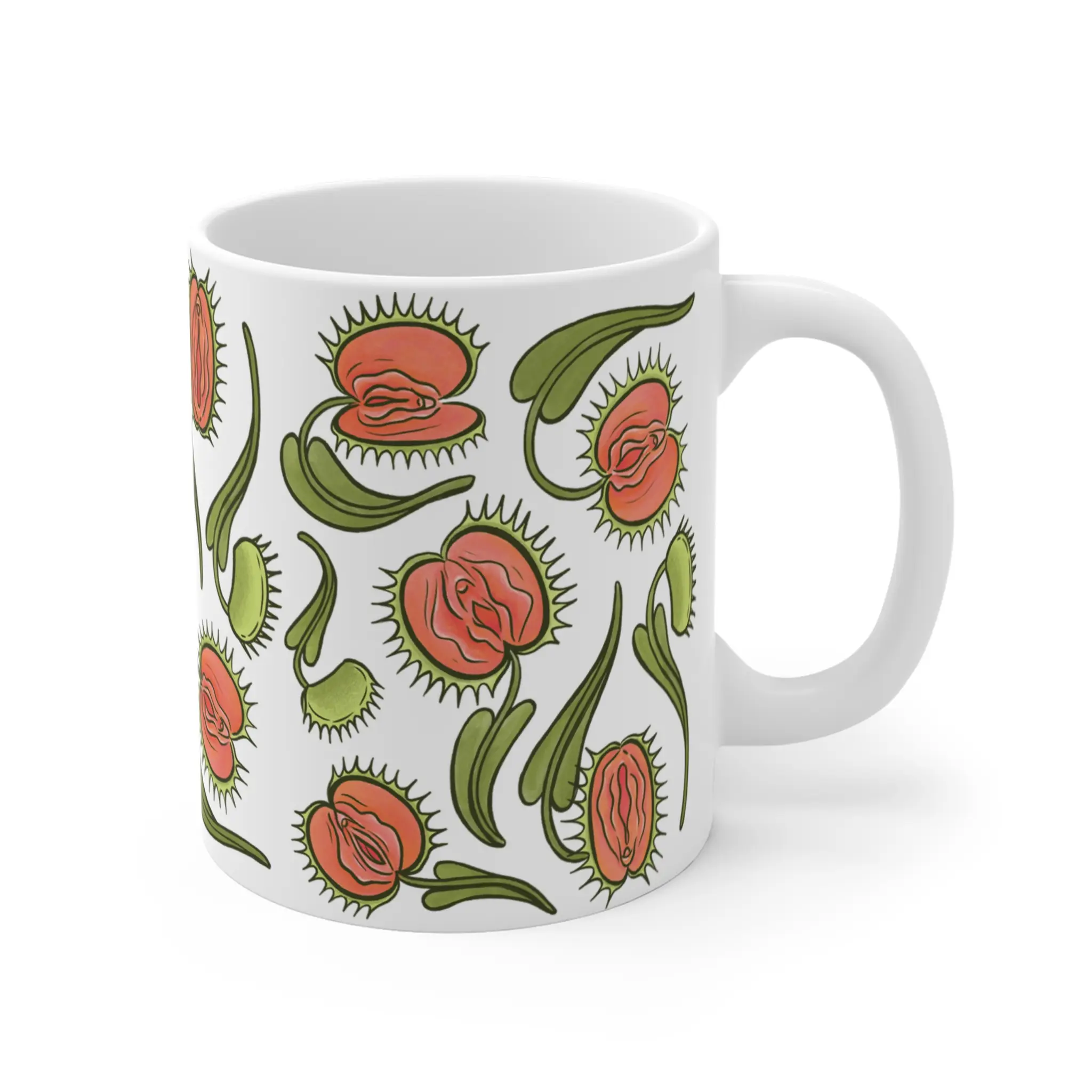 Venus Flytrap Ceramic Coffee Mug – Reusable & Washable Drinkware with Handle