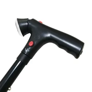 Camping Hiking Walking Stick 5-Level Height Adjustable Folding Cane with LED Light & Alarm for Enhanced Safety Ideal for Outdoor Activities