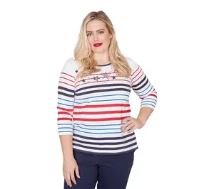 Alfred Dunner Petite Stars and Stripes Americana Top