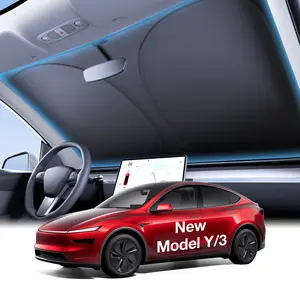 Wigoo Foldable Tesla Windshield Sunshade, 100% Sun Blockage, Portable Front Window Heat Insulation Sunshade for Model Y/S/3/X,Car Interior Accessories