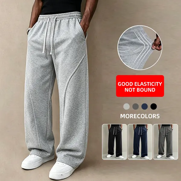 Ultra soft cotton wide leg sports pants | Breathable sports pants for basketball, running, and fitness, men's loose fit