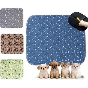 Puppy Pads with Pheromones, Washable Pee Pads for Dogs Potty Training, Reusable Dog Mat with Pet Hair Removal Gloves for Playpen, Crate, Whelping Box (Blue,S)