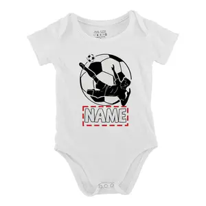 Funny baby babysuit Personalized Name & Soccer Ball letter print baby short Sleeve Onesies Romper for Infant， Newborn Boys Girls Soft Casual Outfit ，outdoor baby bodysuits